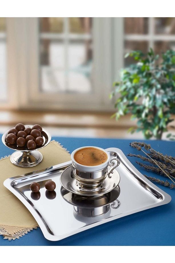 2 Adet Shiny Çay Kahve Tatlı Sunum Tepsisi - 3