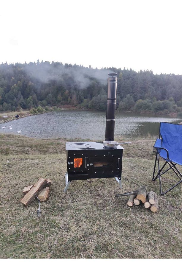 Kamp Ve Çadır Sobası Kuzineli Fırınlı Odun Yakan Taşınabilir Soba - 7