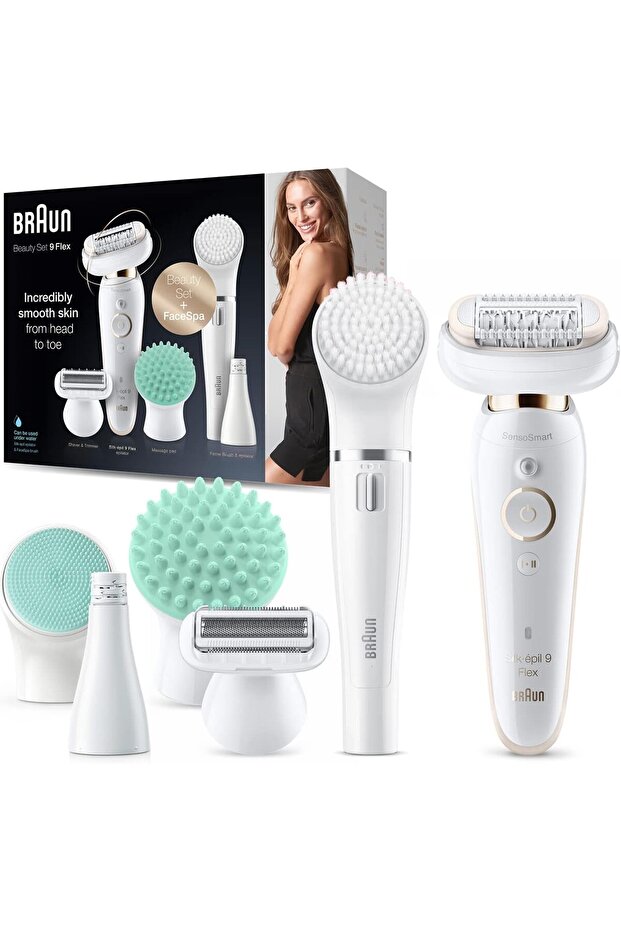 Silk-épil 9 SensoSmart, Flexible Head, MicroGrip tweezer, Wet & Dry, anti-slip grip - SES 9300