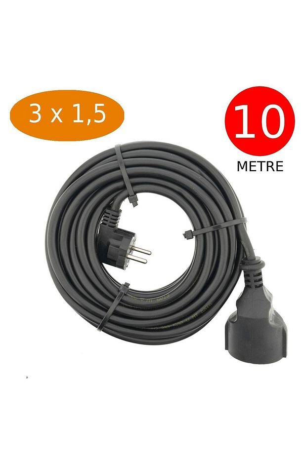 10 Metre Uzatma Kablosu 3 X 1,5 Mm Ttr Bakır Kablo Erkek Fiş Dişi Fiş Baskılı Seyyar Ara Kablo - 1
