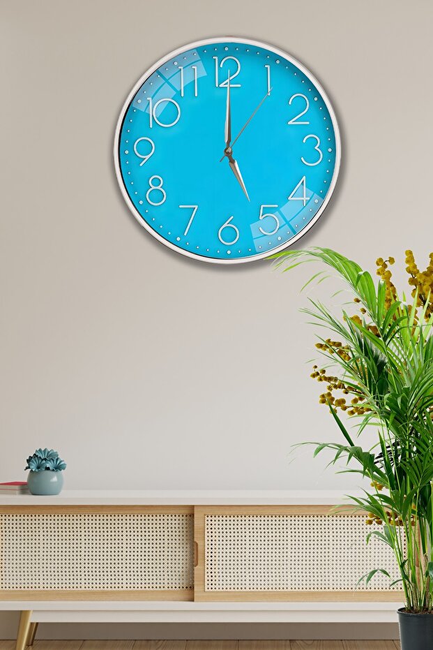 ساعة حائط زرقاء - 29 سم - 1