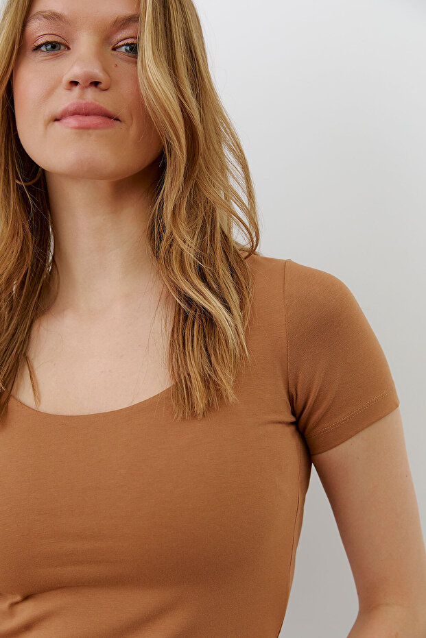 U Yaka Önü Double Tshirt - 6