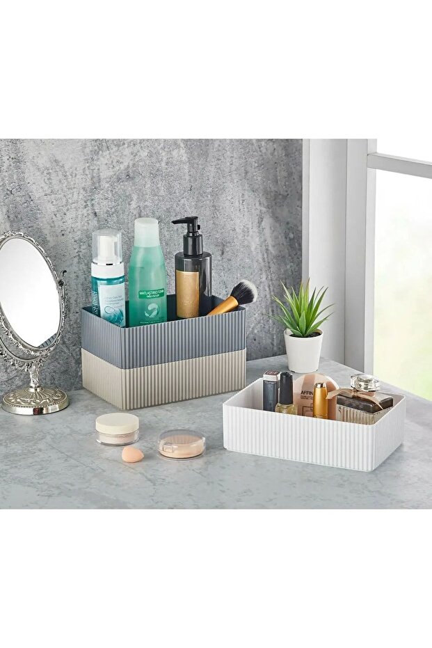 2 Pieces Bathroom Kitchen Makeup Supplies Organizer Layer Organizer Box