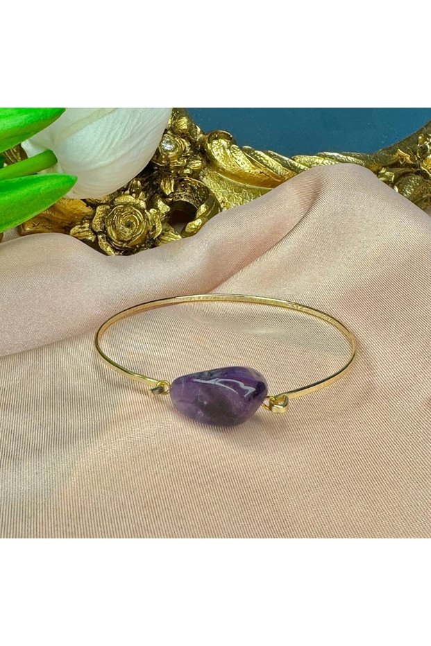 Amethyst Standard Charm Bracelet Gold Color