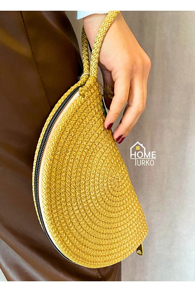 Jute Decorative Wallet, Bag Organizer, Jute Bohemian Style Wallet, Zippered Wallet