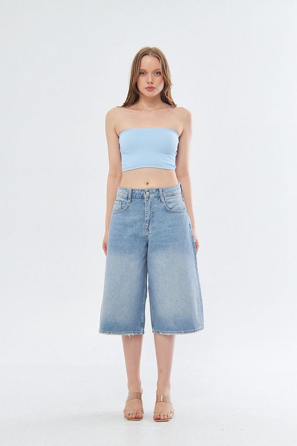 TREND Süper Baggy  Midi Boy Denim Şort - 1