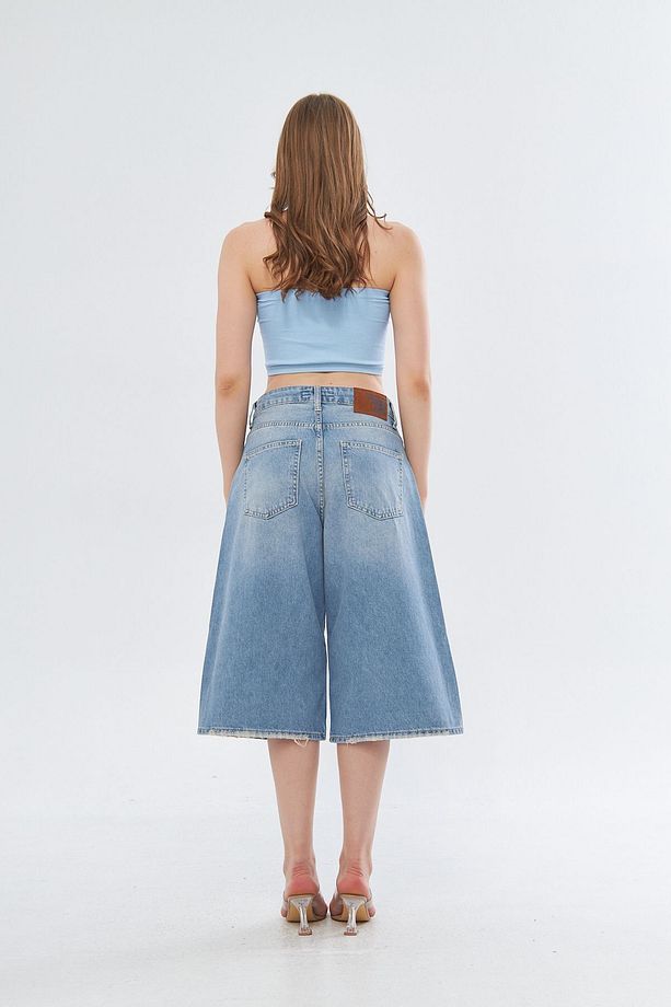 TREND Süper Baggy  Midi Boy Denim Şort - 5