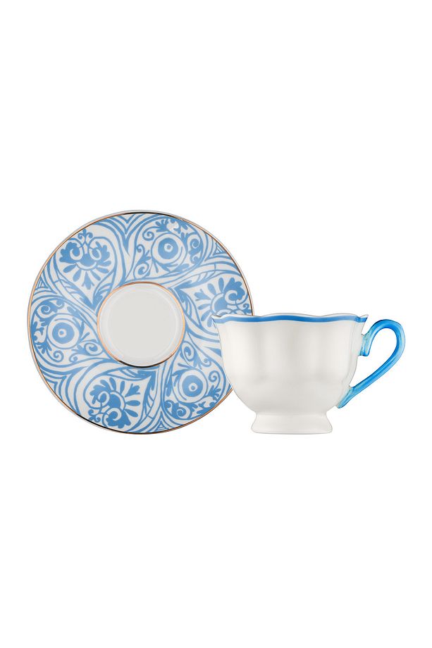 Aurora 2 Kişilik New Bone Kahve Fincan Takımı 90 ml Mavi - 6