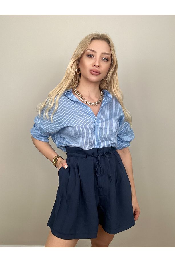 BELİ KÖRÜK DETAYLI BAĞCIKLI ŞEHİR BOY ŞORT - 2