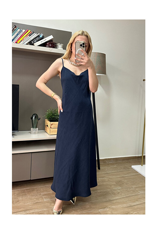 Ip Askılı Sırt Dekolteli Elbise - 5