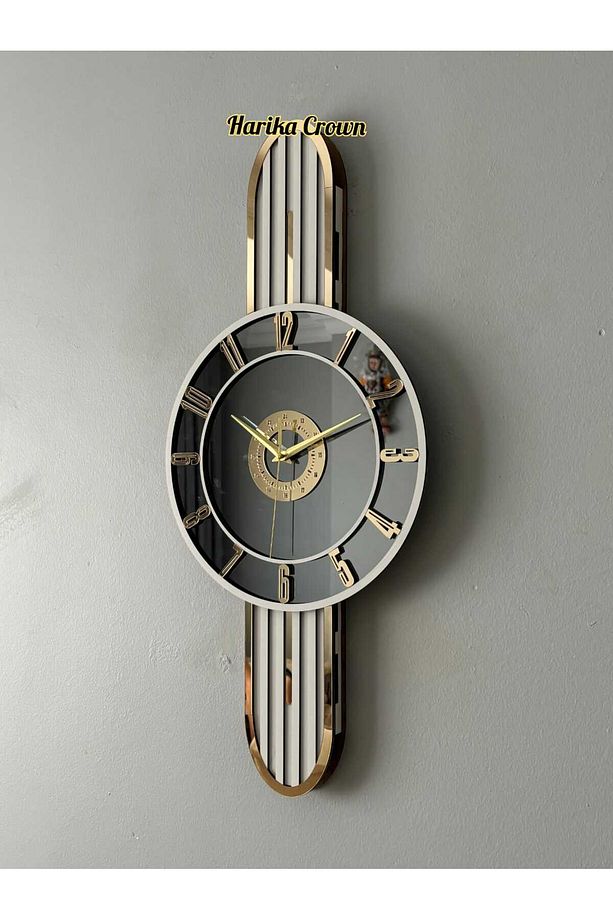 Modern Tasarımlı Ahşap ve Aynalı Duvar Saati - Evinize Estetik Dokunuş (66 cm) - 2