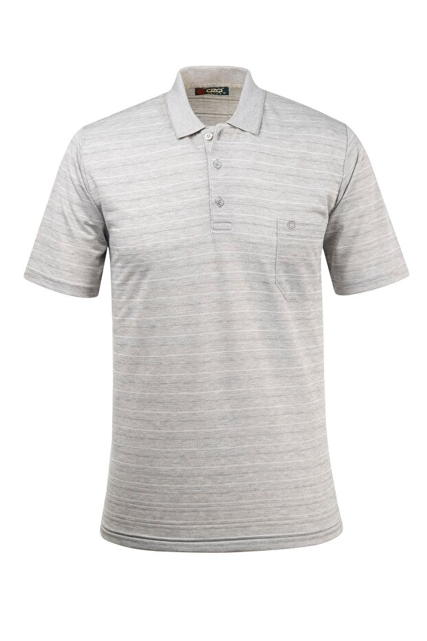 Men's Polo Neck Buttoned Pocket White T-Shirt Classic Fit - 4904