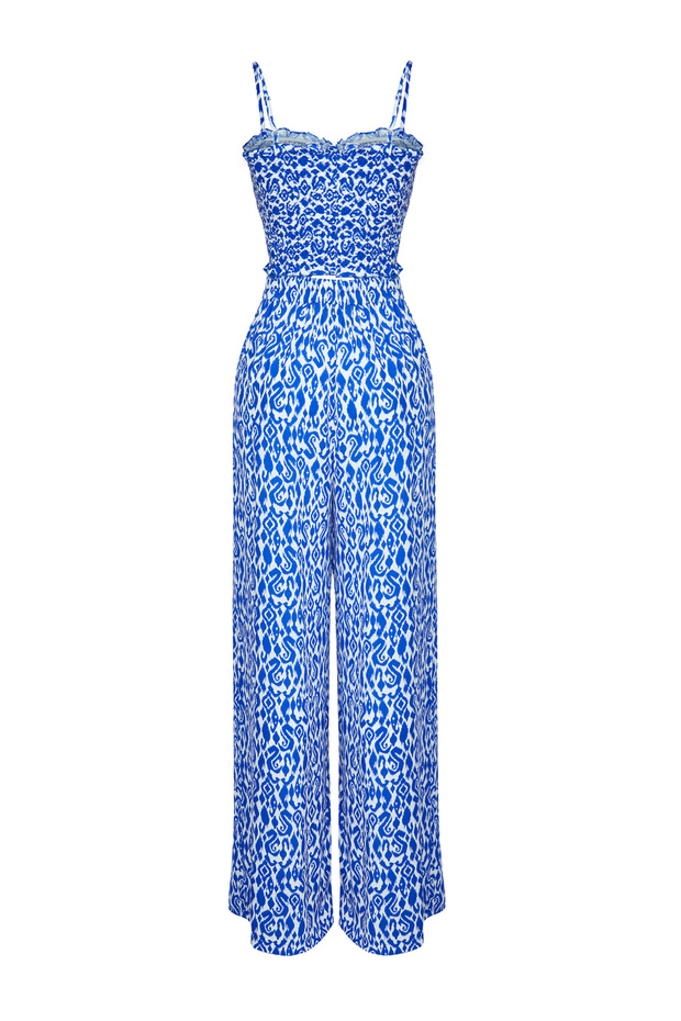 Etnik Desenli Desenli Dokuma Gipeli Straplez Bluz Pantolon Plaj Takım TBESS24AU00032 - 8