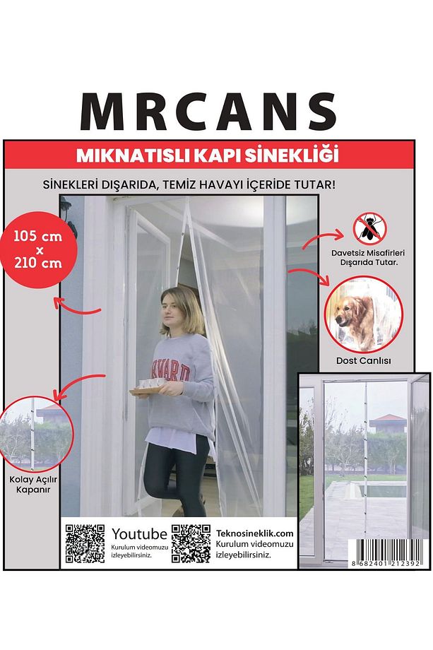 Mıknatıslı Kapı Sinekliği 105x210 Cm Raptiye ve Cırt Bant - 4