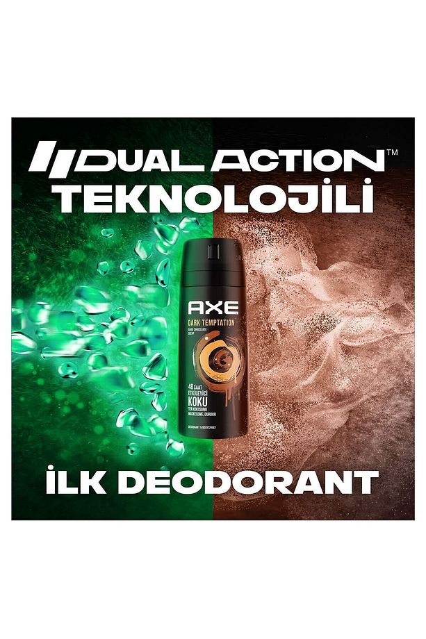 Erkek Sprey Deodorant Dark Temptation 48 Saat Etkileyici Koku 150 ml X 3 + Clear Şampuan 180 ml - 5