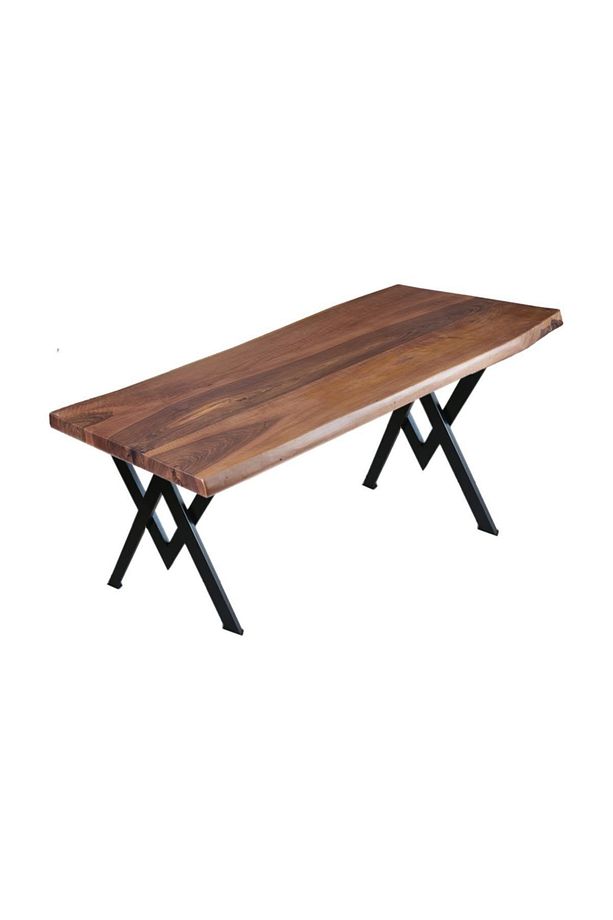 A New Start Masa Masif Ayak Metal Masa Ahşap Kütük Yemek Bilgisayar Masası Ayağı Retro[70 Cm] - 5