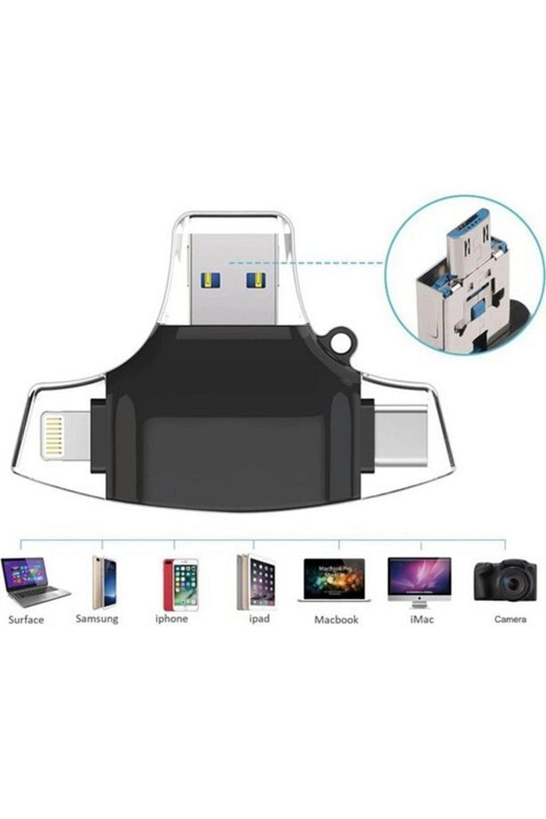 Hc06 Lightning Usb Type-c Micro To Sd Tf Kart Okuyucu Çevirici Hub Adapter - 2