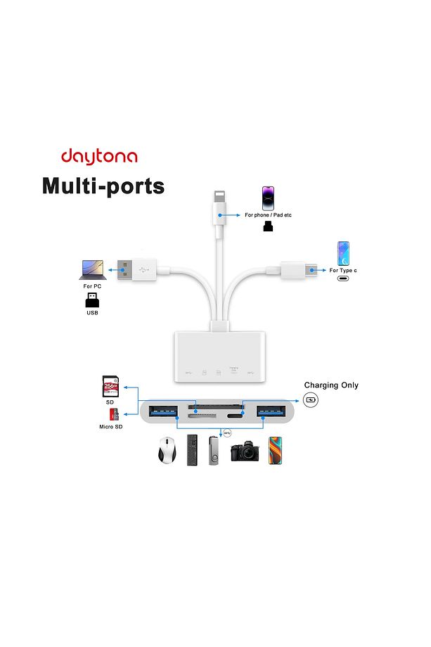 Nk1032 Pro Type-c Lightning Usb-a To 2x Usb3.0 Sd Tf Pd Kart Okuyucu Çevirici Hub Adaptör - 2