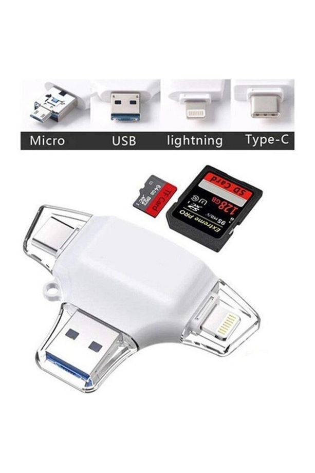 Hc06 Lightning Usb Type-c Micro To Sd Tf Kart Okuyucu Çevirici Hub Adapter - 2