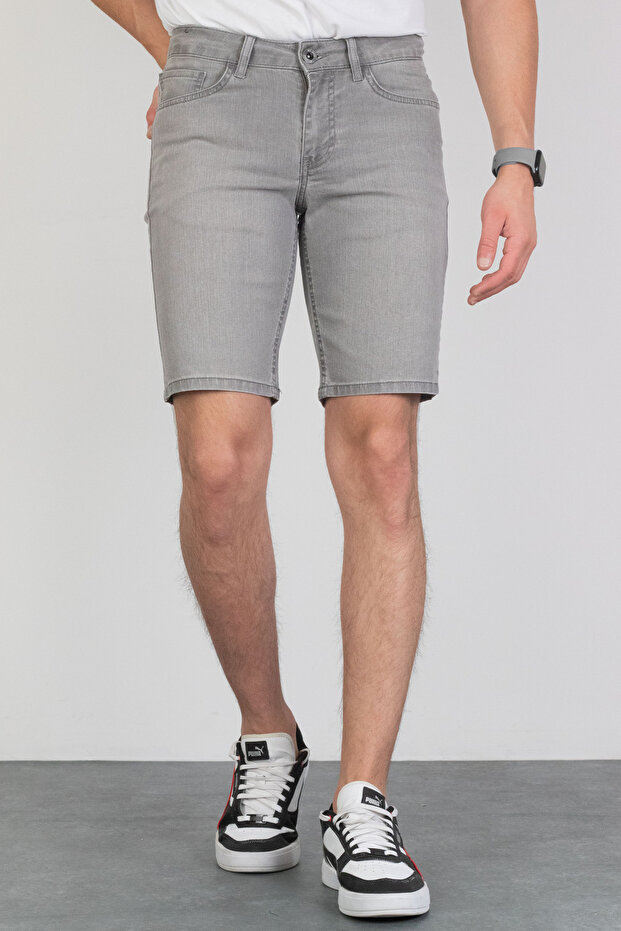 Men's Grinding Relaxed Fit Lycra Grey Denim Jeans Shorts Hlthe 001950 -K