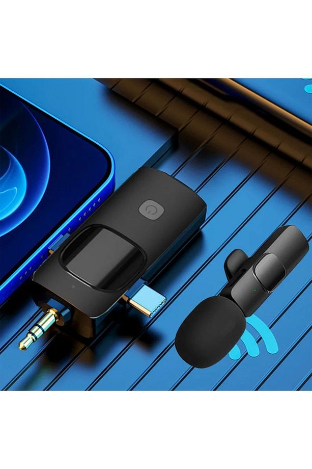 K9 Wireless 3ın1 Kablosuz Type-c - Lightning -3,5mm Jak Tekli Yaka Mikrofonu K9-c1 - 4