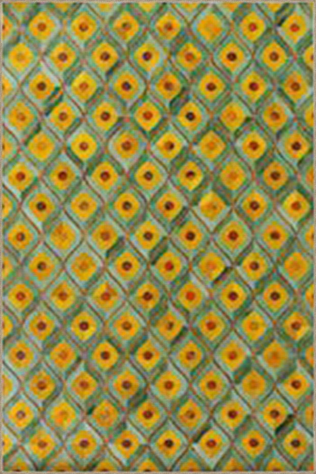 Green Diamond Modern Patterned Decorative Washable Carpet Miravip8290
