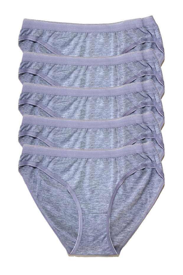 Women's Combed Cotton Bikini 5-Piece Panties Gray