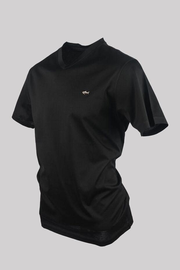 Men's Cotton Regular Fit Round Neck Black T-Shirt24411018-011