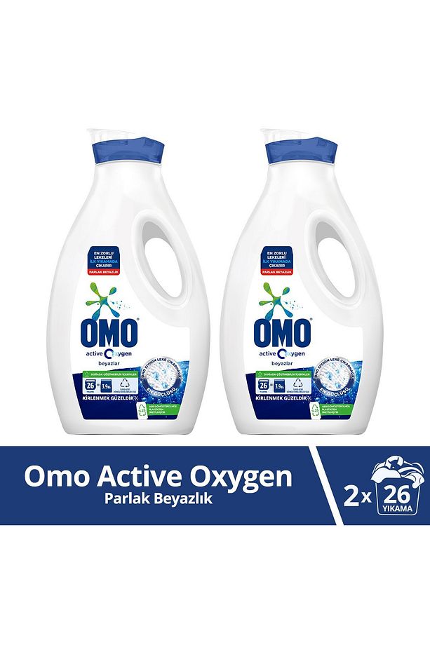 Active Oxygen Etkisi Sıvı Çamaşır Deterjanı Beyazlar Için Leke Çıkarıcı 1690 ml X2 - 1