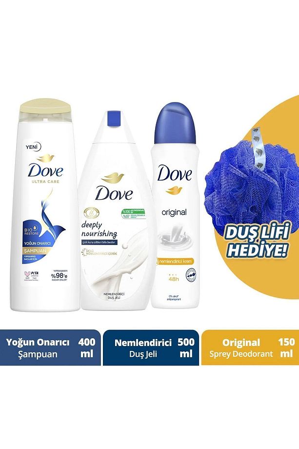 Şampuan Yoğun Onarıcı 400 Ml + Nemlendirici Duş Jeli 500 Ml + Kadın Sprey Deodorant 150 Ml - 2