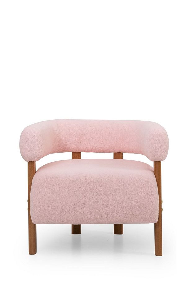 Sweet Mod Ahşap Ayaklı Teddy Berjer Açık Pembe M03 - 4