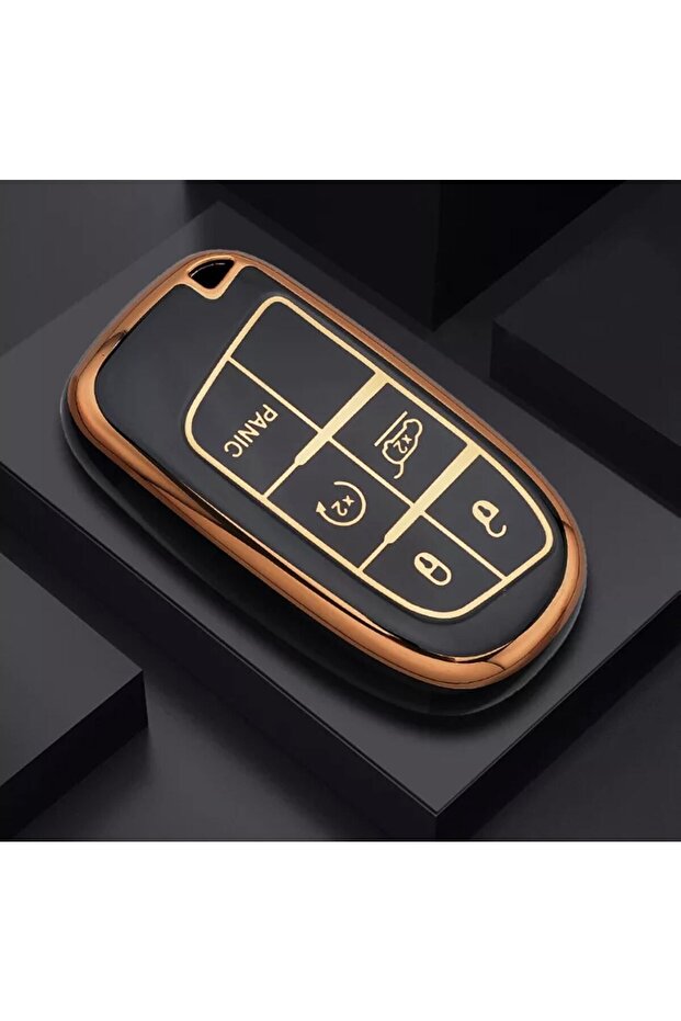 Luxury Fiat Egea Cross Compatible 500x 500l 5 Button Nano Key Case Black Gold Gold Color