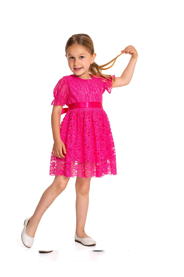 Tüllü Detaylı Elbise 73515 - 4