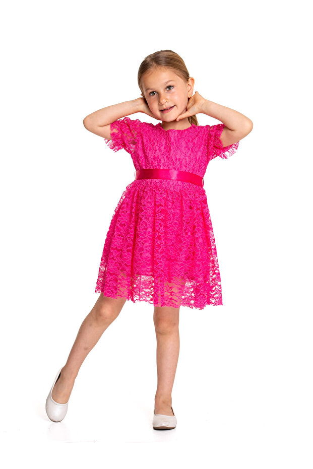 Tüllü Detaylı Elbise 73515 - 3