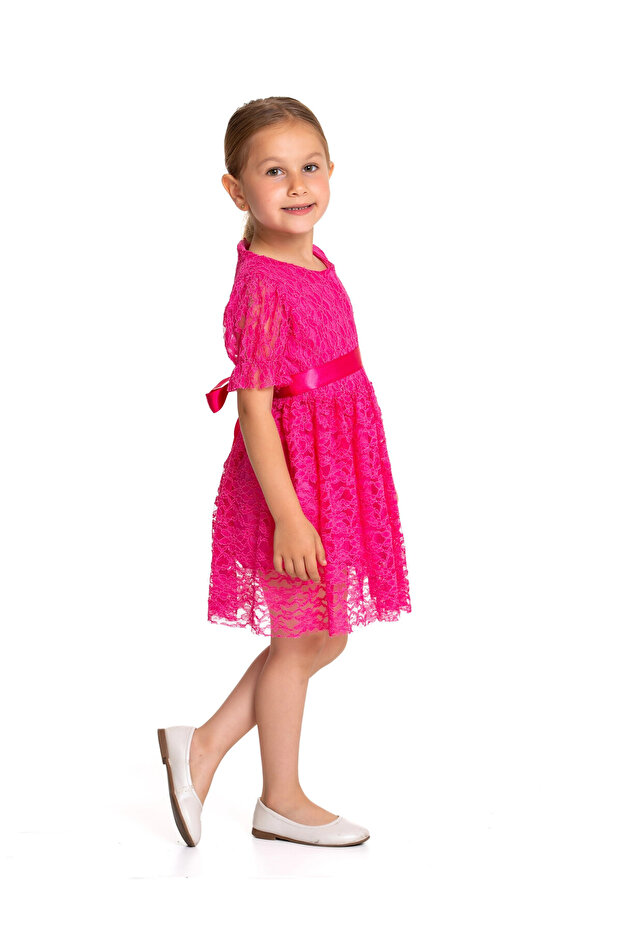 Tüllü Detaylı Elbise 73515 - 2