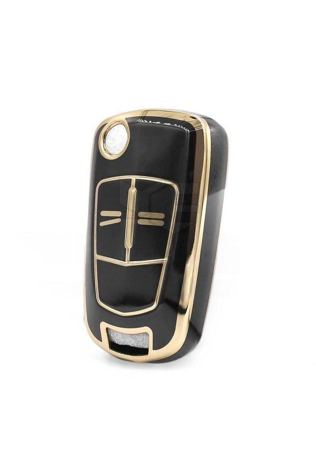 Luxury Opel Astra H Corsa D 2 Button Nano Protection Key Case Black Gold Color