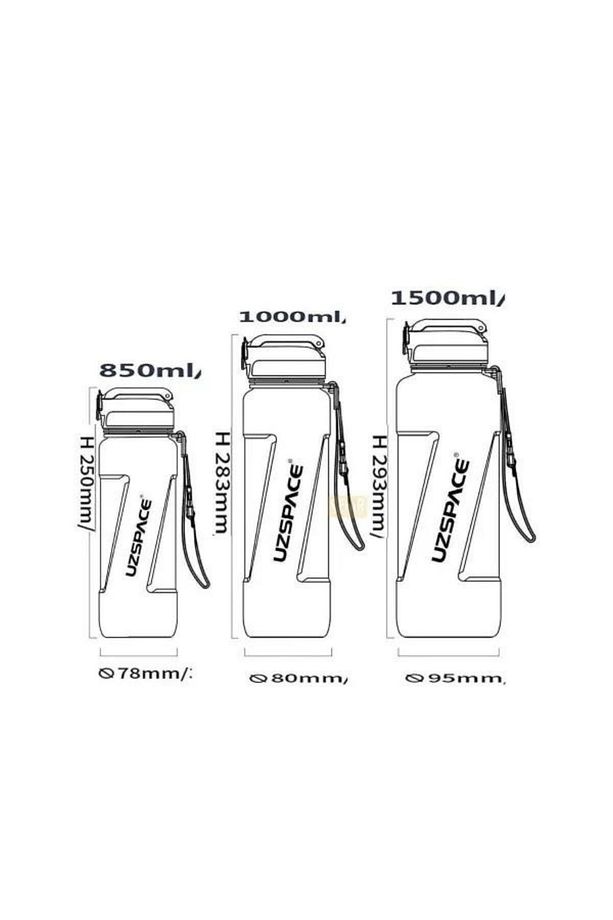 850ml Pipetli Ölçü Skalalı Şeffaf Gövde Tritan Su Matarası - 3