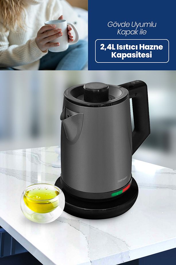 İncedem Antrasit Damlatmaz Ağız Çelik Çay Makinesi Ve Su Isıtıcısı  IN-6306AN - 5