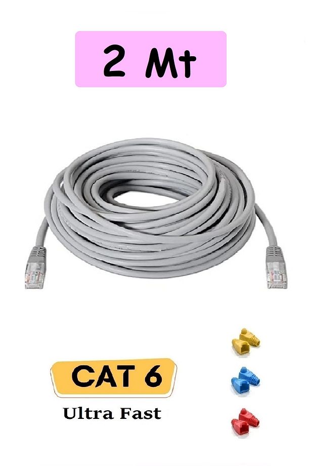 2 Metre Cat6 İnternet Ethernet Kablosu Rj45 Cat 6 Patch Lan Yüksek Hız High Speed - 1