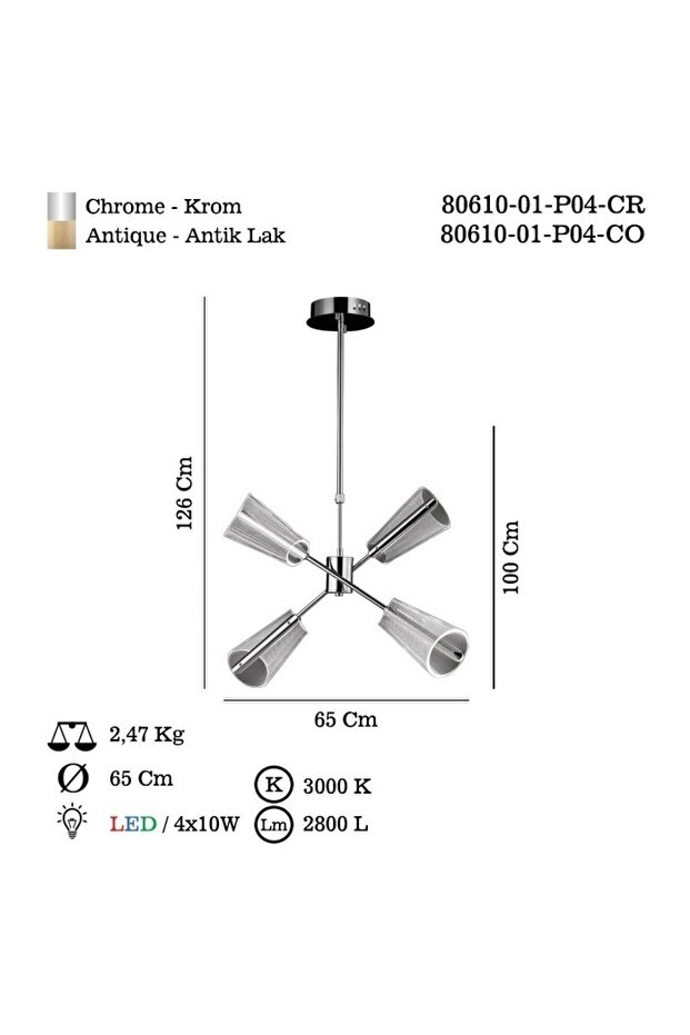 Tusco 4 Lu Eskıtme Ledlı Avıze 3000k - 4