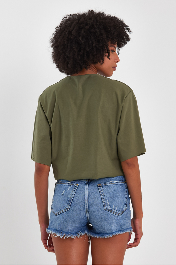 Kadın Basic Oversize Crop - 2