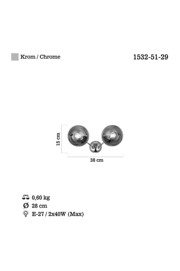 Lınare 2 Li Krom Aplik 2xe27 - 3