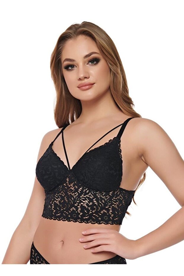Kadın Siyah Dantelli Bralet 9020s