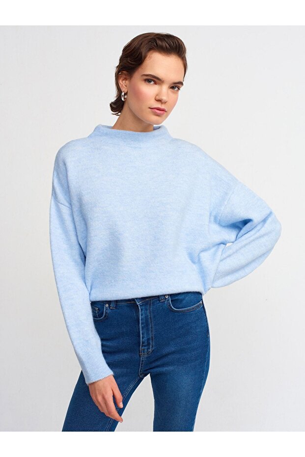 10310 Dik Yaka Basic Kazak Mavi - 1