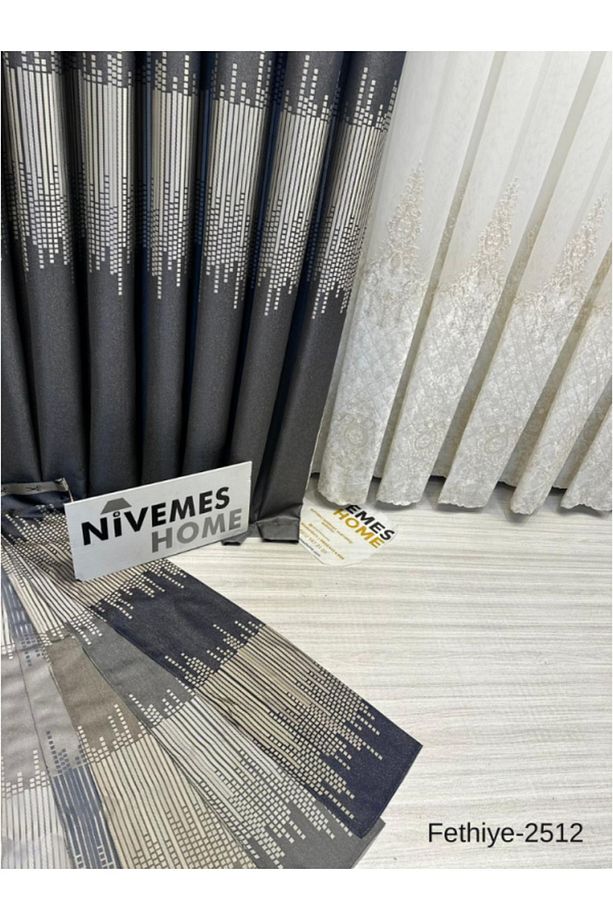 Nivemeshome Fethiye 614178 Antrasit V-2512 1/3 Sık Pileli Fon Perde Apm - 5