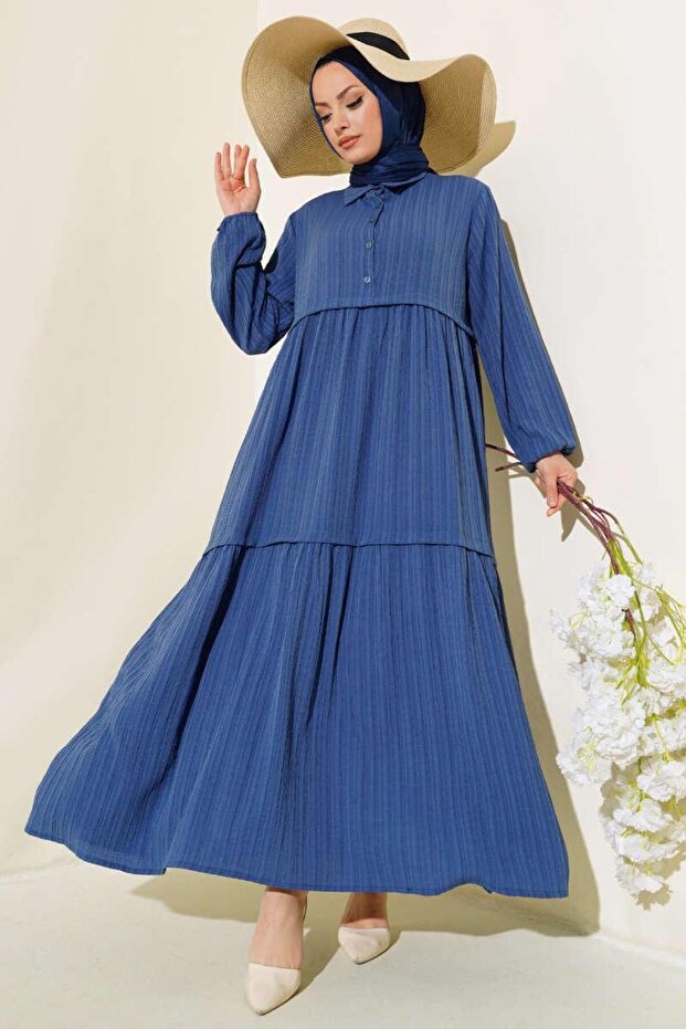 Women's Viscose Fabric Shirt Collar Hijab Dress