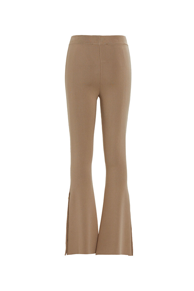 İspanyol Paça Triko Bej Pantolon - 3