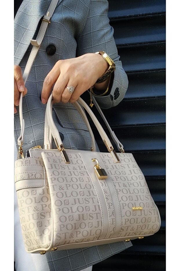 justpolo women's 4 compartment hand and shoulder bag with lock accessories