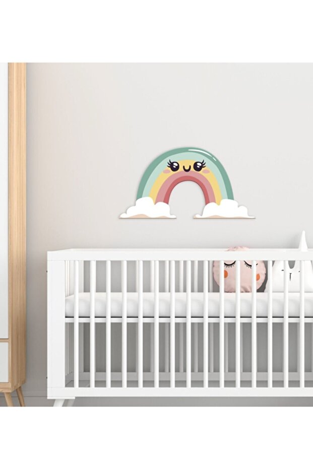 Gift Rainbow Design Children's Room Wooden Wall Ornament-2