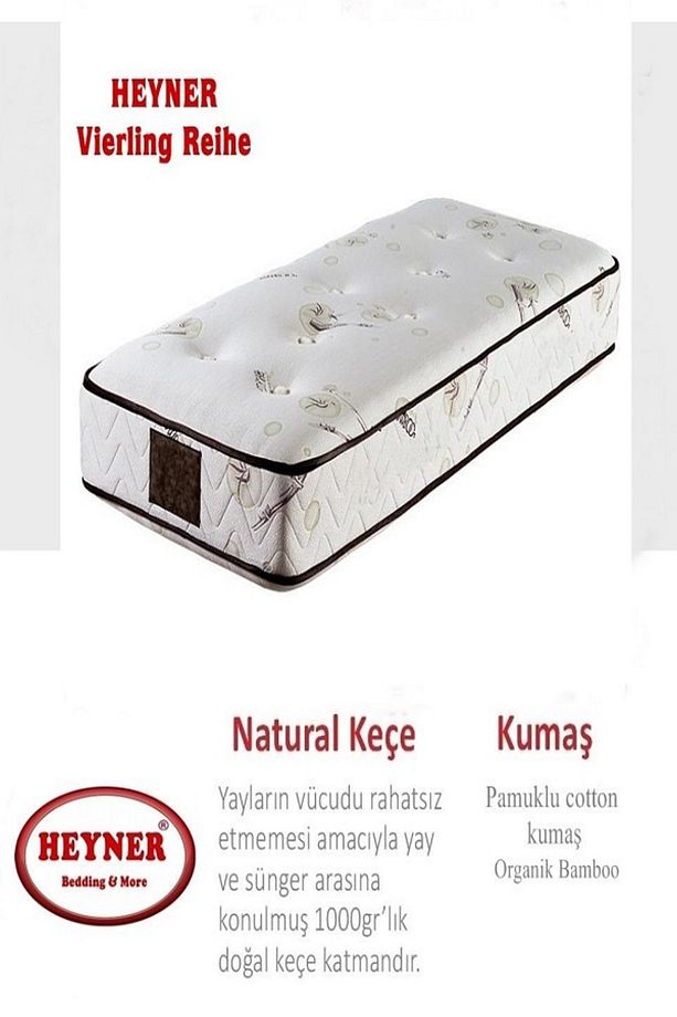 Vierling Reihe 100x200 Cm Ortopedik Yaylı Yatak Lüx Coffe Bamboo Yatak - 1